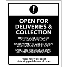 Open for Deliveries and Collections