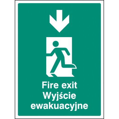 Fire Exit Arrow - Down (English / Polish)