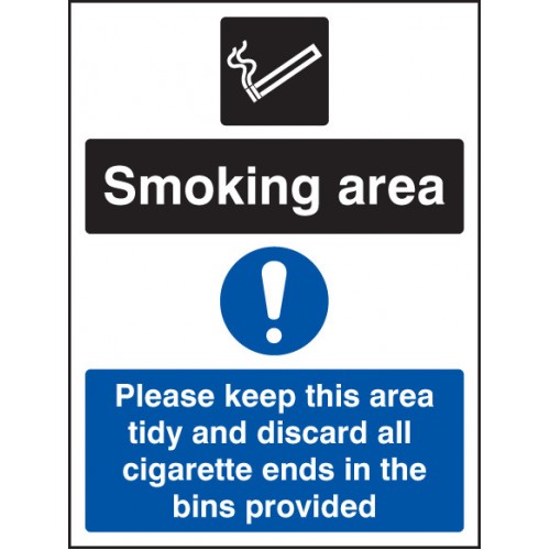 Smoking Area - Keep Area Tidy and Discard All Ends in Bins
