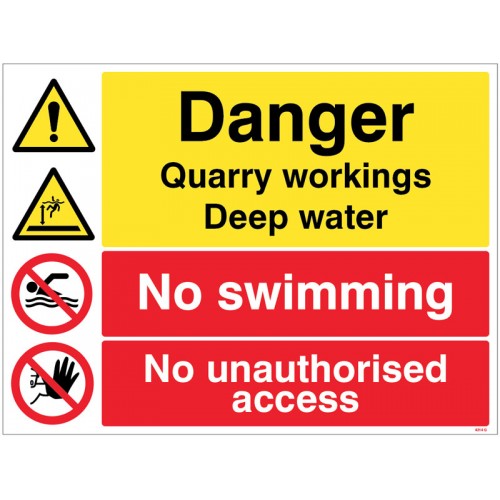 Danger - Quarry Workings - Deep Water - No Swimming - Keep out
