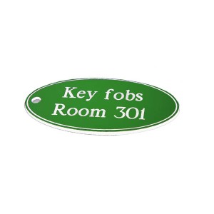 Key Fob - Green with White Text  - Oval