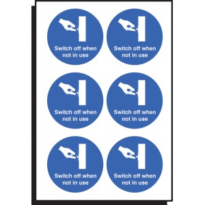 Switch Off When Not in Use - Labels (Sheet of 6)