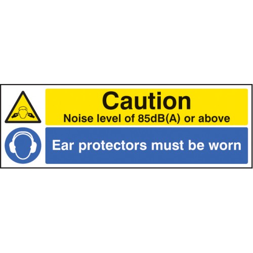 Noise Level 85dB(A) Ear Protectors Worn
