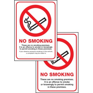 Double Sided No Smoking Premise - (Scotland)
