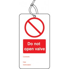 10 x Do Not Open Valve - Double Sided Tags