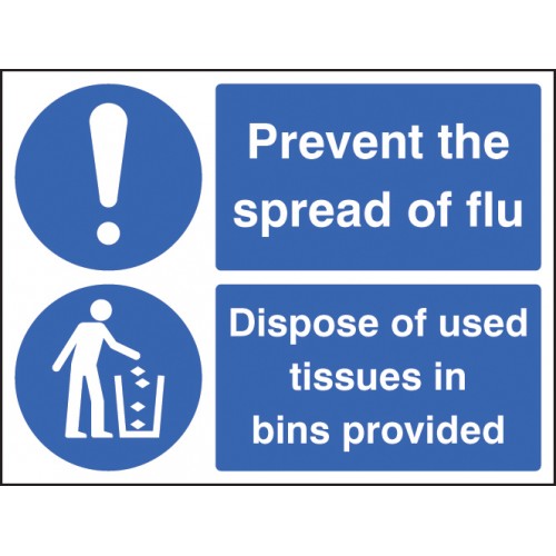 Prevent the Spread of Flu - Dispose of Used Tissues in Bins Provided