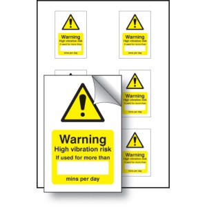 High Vibration Risk If Used Minutes / per Day Labels (Sheet of 6)