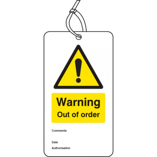 Warning - Out of Order - Double Sided Safety Tag (Pack of 10)