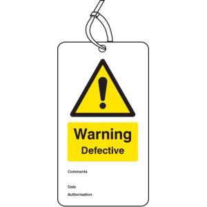 Warning - Defective - Double Sided Safety Tag (Pack of 10)