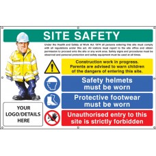 Site Safety - Helmets - Footwear - Unauthorised Entry Custom - Banner with Eyelets - 1270 x 810mm