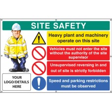 Site Safety - Heavy Plant - Vehicle Access - Reversing - Speed - Custom - Banner with Eyelets - 1270 x 810mm