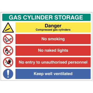 Gas Cylinder Storage - Danger - Compressed Gas - No Smoking - No Unauthorised Personnel