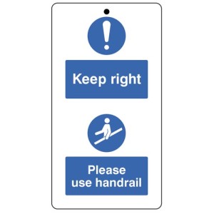 Keep to the Right & Use the Handrail - Double Sided Tags (Pack of 10)