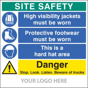 Hi Vis - Footwear - Hard Hat - Stop, Look, Listen - Add Logo & Details - Site Saver