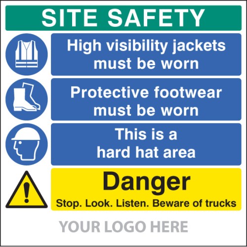 Hi Vis - Footwear - Hard Hat - Stop, Look, Listen - Add Logo & Details - Site Saver