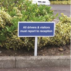 All Drivers & Visitors Must Report to Reception - Verge Sign c/w 800mm Post