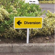 Diversion Left - Verge Sign c/w 800mm Post