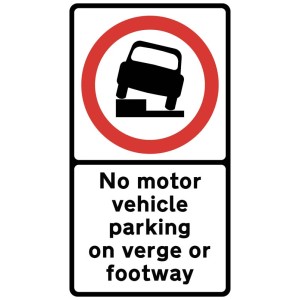 No Motor Vehicle Parking on Verge or Footway - Class RA1 and R2