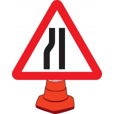 Road Narrowing Left - Cone Sign
