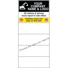 Site Safety Board with Logo - Select Your Preferred Messages - 600 x 1200mm
