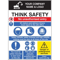 Site Safety Board with Logo - 900 x 1200mm 