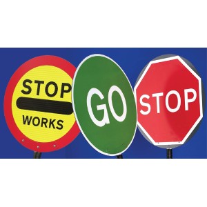 Stop Works Lollipop Sign
