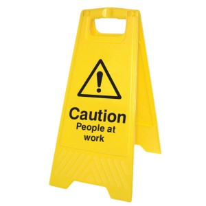 Caution - People at Work - Self Standing Floor Sign