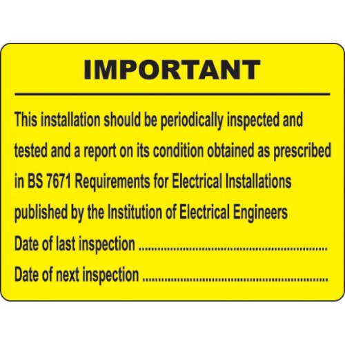 Periodic Electrical Inspection - Labels