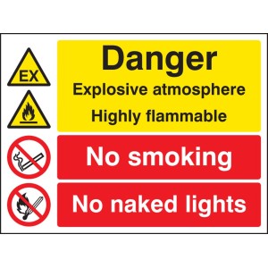 Explosive Atmosphere Highly Flammable No Smoking / Naked Lights