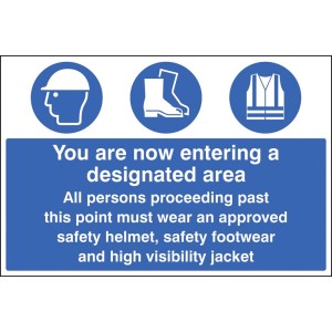 Entering Designated Area Must Wear Helmet - Footwear & Jacket