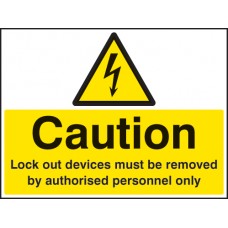 Caution - Lockout Devices Must be Removed By Authorised Personnel Only