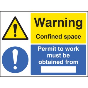 Warning - Confined Space - Permit to Work Must be Obtained