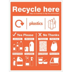 Plastic Bottles - WRAP Recycle Here Sign