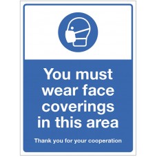 You must Wear Face Coverings in this Area
