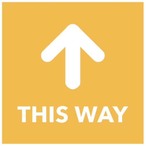 This Way - Arrow Up - Orange Floor Graphic