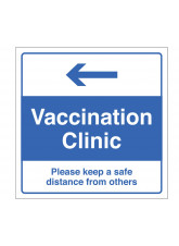 Vaccination Clinic (arrow left) - Please keep a safe distance from others